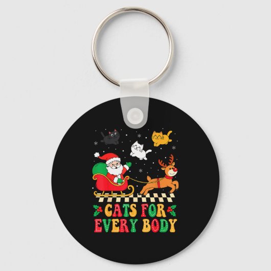 Cats For Everybody Christmas Cat Funny Xmas Women  Sleutelhanger (Voorkant)