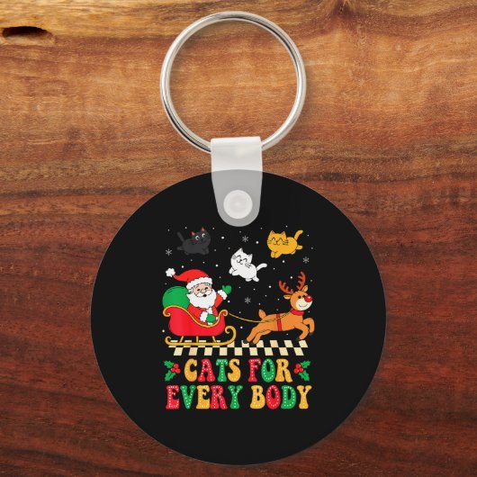 Cats For Everybody Christmas Cat Funny Xmas Women  Sleutelhanger (Voorkant)