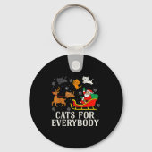 Cats For Everybody Christmas Cat Funny Xmas Women  Sleutelhanger (Voorkant)