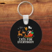 Cats For Everybody Christmas Cat Funny Xmas Women Sleutelhanger (Voorkant)