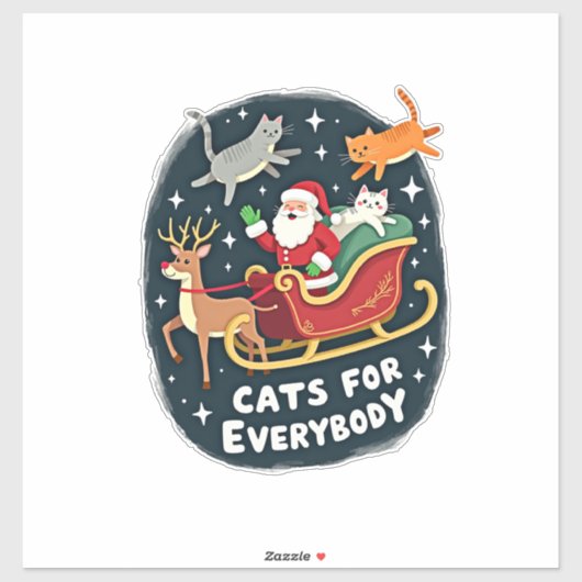 Cats For Everybody Christmas Cat Funny Xmas Women  Sticker (Vel)