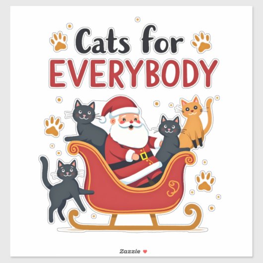 Cats For Everybody Christmas Cat Funny Xmas Women  Sticker (Vel)