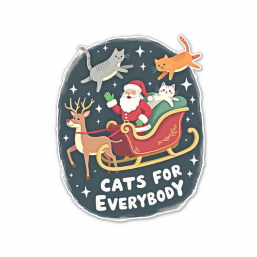 Cats For Everybody Christmas Cat Funny Xmas Women Sticker (Voorkant)