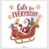 Cats For Everybody Christmas Cat Funny Xmas Women  Sticker (Vel)