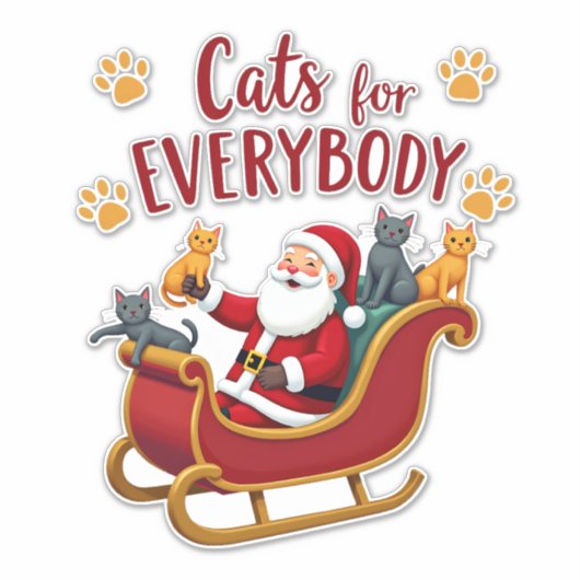 Cats For Everybody Christmas Cat Funny Xmas Women  Sticker (Voorkant)