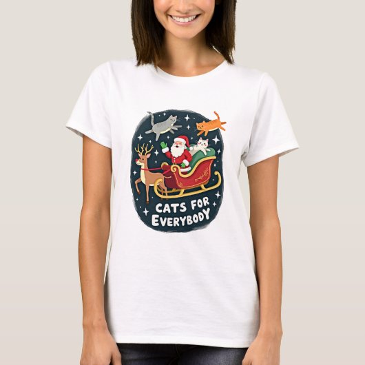 Cats For Everybody Christmas Cat Funny Xmas Women  T-shirt (Voorkant)