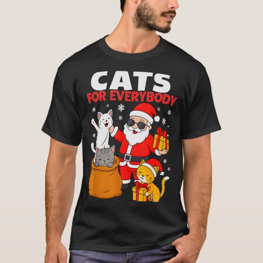 Cats For Everybody Funny Christmas Cat Xmas Santa  T-shirt (Voorkant)