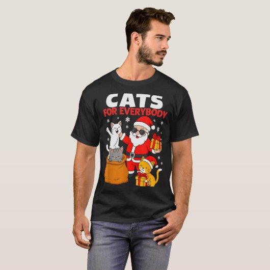 Cats For Everybody Funny Christmas Cat Xmas Santa  T-shirt (Voorkant volledig)