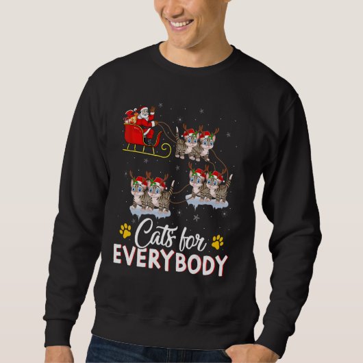 Cats For Everybody Xmas Santa Sleigh Cat Christmas Trui (Voorkant)