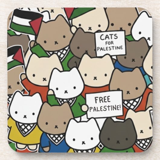 Cats for Palestine – Kawaii Cats for Justice Bier Onderzetter (Voorkant)