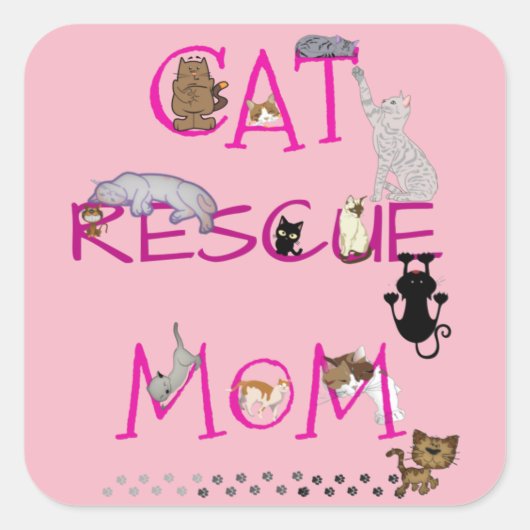 CAT's Gelukkige Moederdag om Mam te redden! Vierkante Sticker (Voorkant)