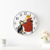 Cats Girl Milk French Art Nouveau Wall Clock Grote Klok (Huis)