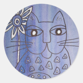 "Cat's Got the Blues" Ronde Sticker