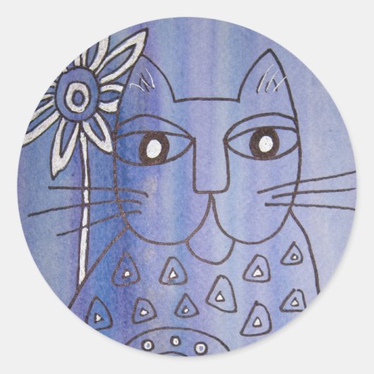 "Cat's Got the Blues" Ronde Sticker (Voorkant)