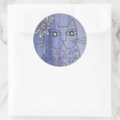 "Cat's Got the Blues" Ronde Sticker (Tas)