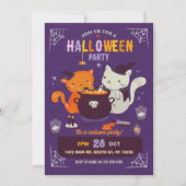 Cats Halloween Party Kinder Leuke Heksen Ketel Kaart (Voorkant)