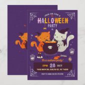 Cats Halloween Party Kinder Leuke Heksen Ketel Kaart (Voorkant / Achterkant)