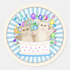 Cats Happy Birthday Classic Ronde Sticker