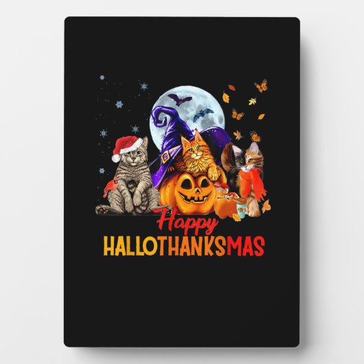 Cats Happy Hanksmas Halloween Thanksgiving C Fotoplaat (voorkant)