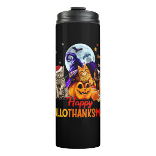 Cats Happy Hanksmas Halloween Thanksgiving C Thermosbeker