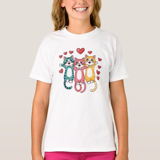 Cats Hearts T-shirt (Voorkant)