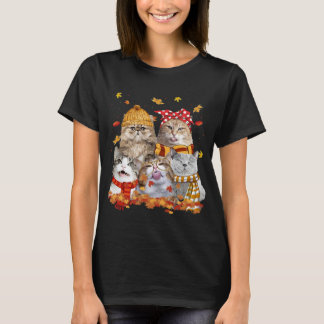 Cats Herfst herfstbladboom grappig T-shirt