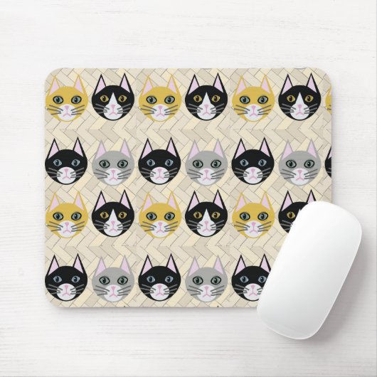 Cats Herringbone Beige Muismat (Met muis)