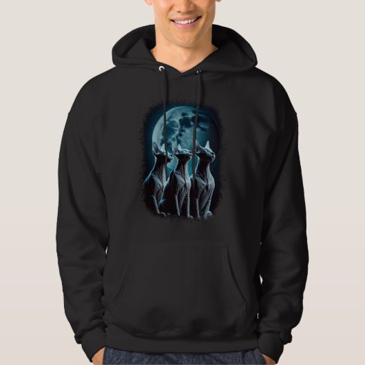 Cats Howling At The Moon  Hairless Sphynx Cat Hoodie (Voorkant)