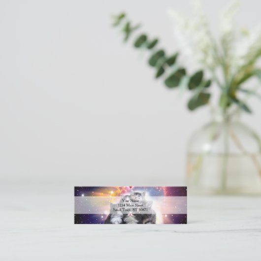 Cats Illuminatis en pizza Mini Visitekaartje (Staand voorkant)