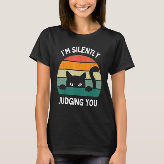 Cats I'm Silently Judging You Black Cat T-shirt (Voorkant)