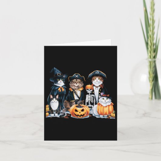 Cats in Costumes Herfst Seizoen Halloween Fun Cat Kaart (Voorkant)
