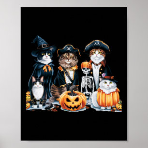 Cats in Costumes Herfst Seizoen Halloween Fun Cat Poster