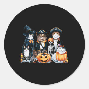 Cats in Costumes Herfst Seizoen Halloween Fun Cat Ronde Sticker