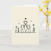 Cats In Love Heart Card Kaart (Gele Bloem)