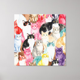 Cats in Multicolour Canvas Afdruk