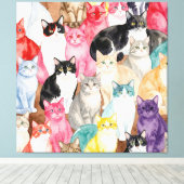 Cats in Multicolour Canvas Afdruk (Insitu (Houten vloer))