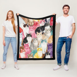 Cats in Multicolour Fleece Deken