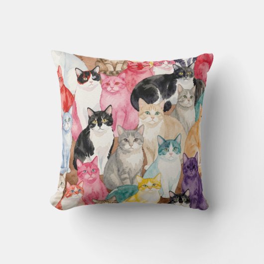 Cats in Multicolour Kussen (Voorkant)