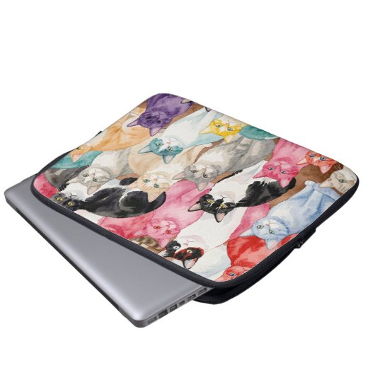 Cats in Multicolour laptop case (Voorkant onderkant)