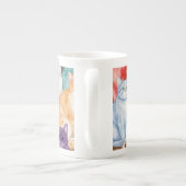 Cats in Multicolour Porselein Kop (Achterkant)