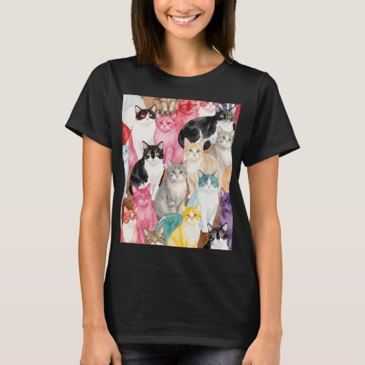 Cats in Multicolour T-shirt (Voorkant)