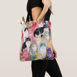 Cats in Multicolour Tote Bag