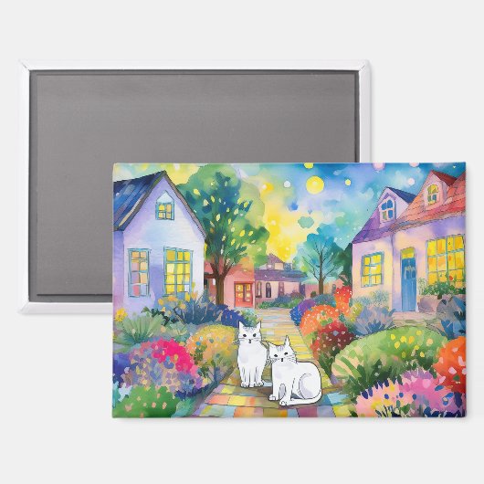 Cats in neighborhood  magneet (Voorkant / Achterkant)