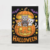 Cats In Pumpkin Cute Halloween Kitties Funny  Kaart (Voorkant)