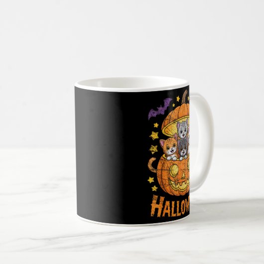 Cats In Pumpkin Cute Halloween Kitties Funny  Koffiemok (Voorkant rechts)