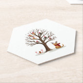 Cats In Snow Tree Winter Christmas Santa Hat X-mas Kartonnen Onderzetters (Schuin)