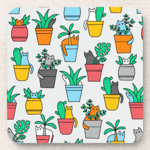 Cats in the flowerpots bier onderzetter