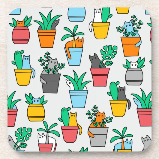 Cats in the flowerpots bier onderzetter (Voorkant)