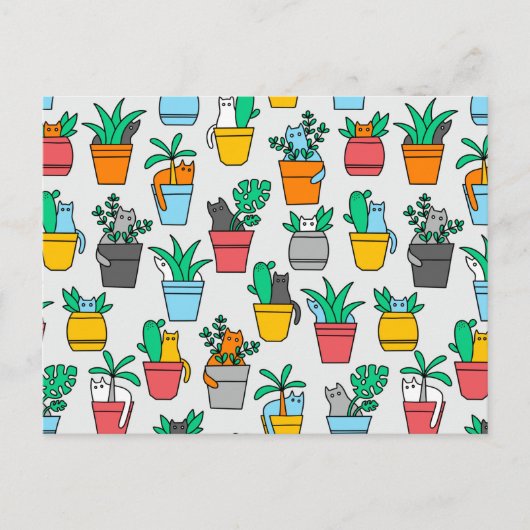 Cats in the flowerpots briefkaart (Voorkant)