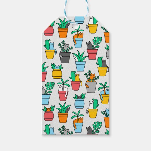 Cats in the flowerpots cadeaulabel (Voorkant)